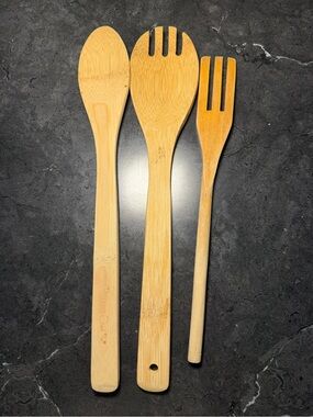 Bamboo Kitchen Utensil Set (1 is The Pampered Chef )  spoon and fork